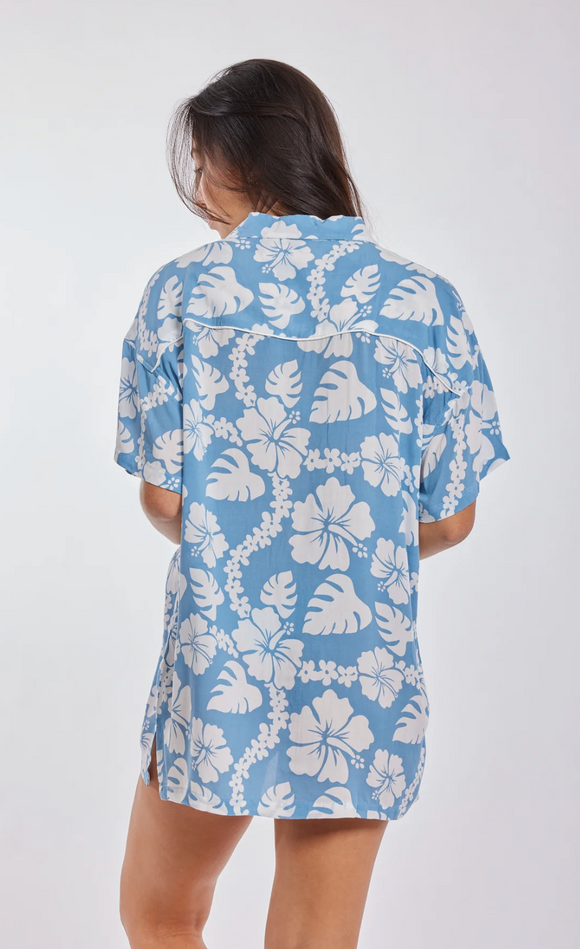 ALOHA SHIRT DRESS-BLUE HAWAII
