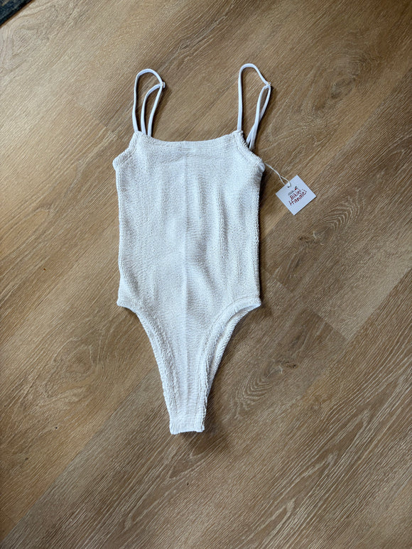 BH-WHITE CRINKLE TANK ONE PIECE