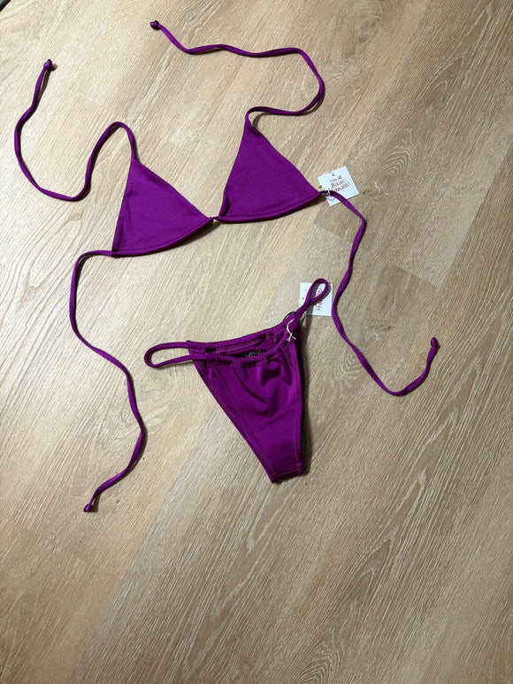 BIKINI HANALEI-CLASSIC TRIANGLE TOP-SHINE WINE