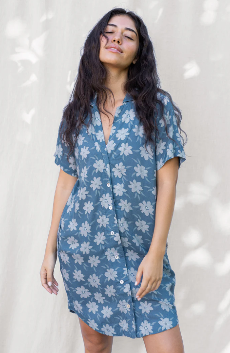 LOKAHI ALOHA SHIRT DRESS- AGAVE