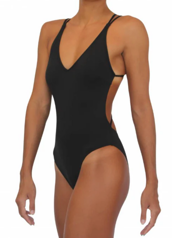 SKIMPY BOTTOM ONE PIECE- BLACK