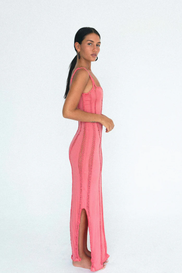 knee length dresses for ladies Innocence Ivory Sculpted Silk Halter Maxi Dress